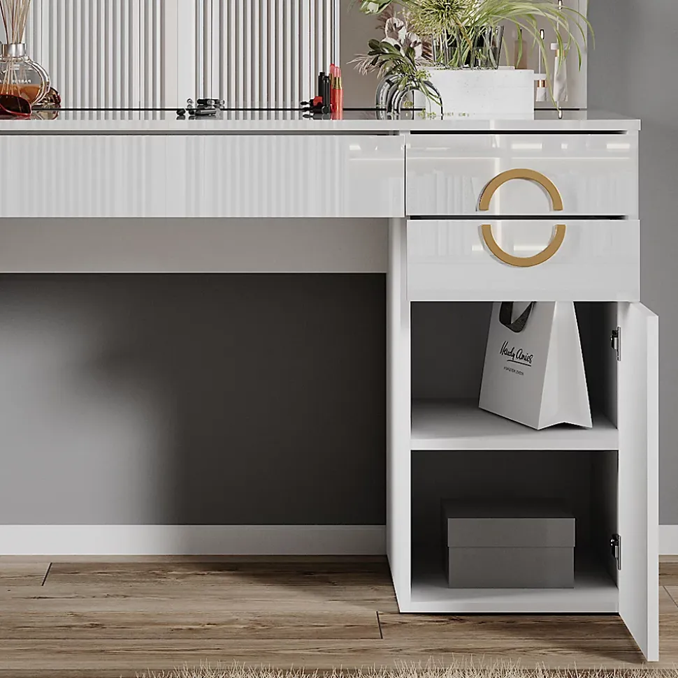 Vicco Coiffeuse Blanc 115cm avec miroir