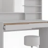 Vicco Coiffeuse Blanc 120cm avec étagère miroir & tabouret