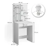 Vicco Coiffeuse Blanc 60cm avec éclairage LED