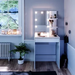 Vicco Coiffeuse Blanc 60cm avec éclairage LED