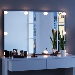 Vicco Coiffeuse Blanc 120cm avec éclairage LED et banc