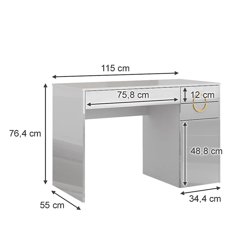 Vicco Coiffeuse Blanc 115cm avec 3 tiroirs