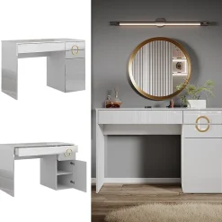 Vicco Coiffeuse Blanc 115cm avec 3 tiroirs