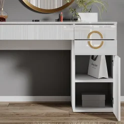 Vicco Coiffeuse Blanc 115cm avec 3 tiroirs