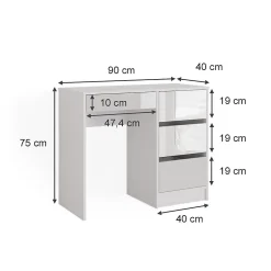 Vicco Coiffeuse Blanc 40cm sans miroir