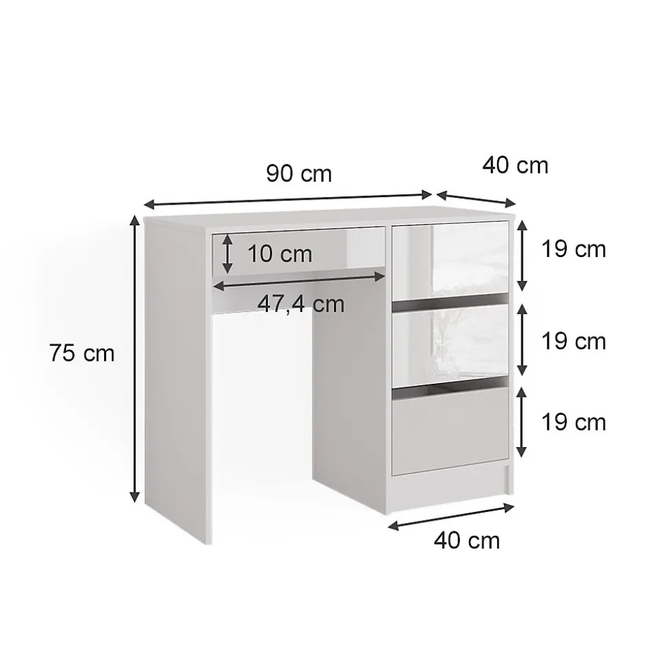 Vicco Coiffeuse Blanc 40cm sans miroir