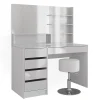 Vicco Coiffeuse Blanc 120cm avec tabouret