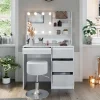Vicco Coiffeuse Blanc 90cm avec éclairage LED, tabouret et étagère miroir
