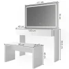 Vicco Coiffeuse Blanc 120cm avec miroir LED et banc