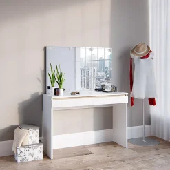 Vicco Coiffeuse Blanc 120cm avec éclairage LED