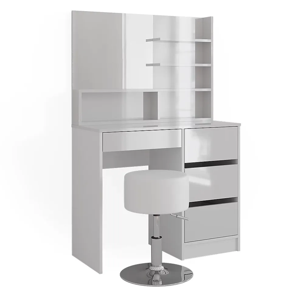 Vicco Coiffeuse Blanc 90cm avec tabouret