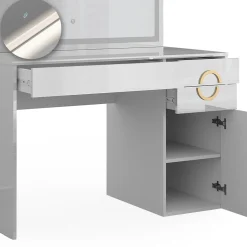 Vicco Coiffeuse Blanc 115cm avec miroir LED