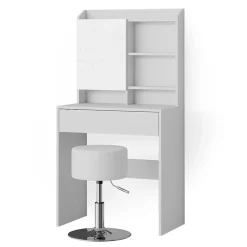 Vicco Coiffeuse Blanc 70cm avec tabouret