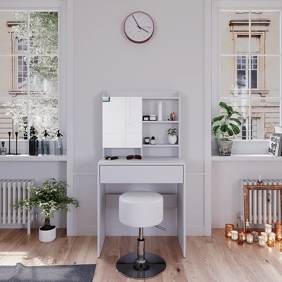 Vicco Coiffeuse Blanc 70cm avec tabouret