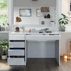 Vicco Coiffeuse Blanc 120cm avec miroir