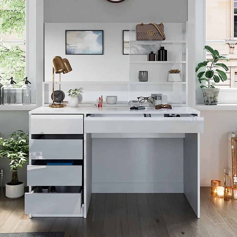 Vicco Coiffeuse Blanc 120cm avec miroir