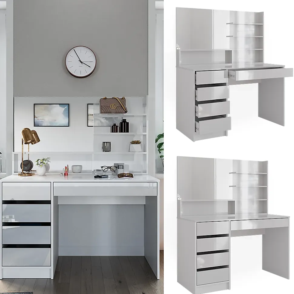 Vicco Coiffeuse Blanc 120cm avec miroir