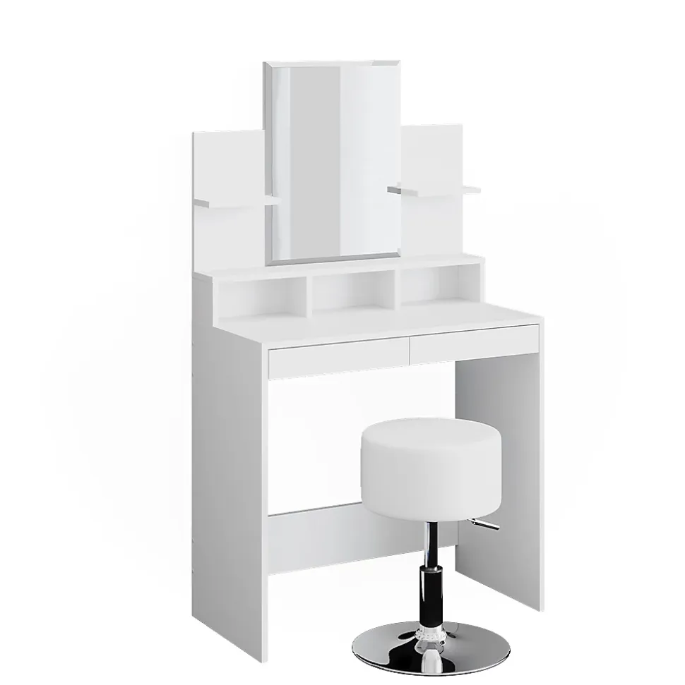 Vicco Coiffeuse Blanc 80cm avec tabouret