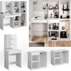 Vicco Coiffeuse Blanc 140cm avec armoires