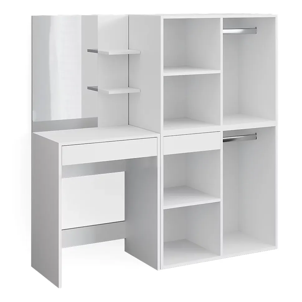 Vicco Coiffeuse Blanc 140cm avec armoires