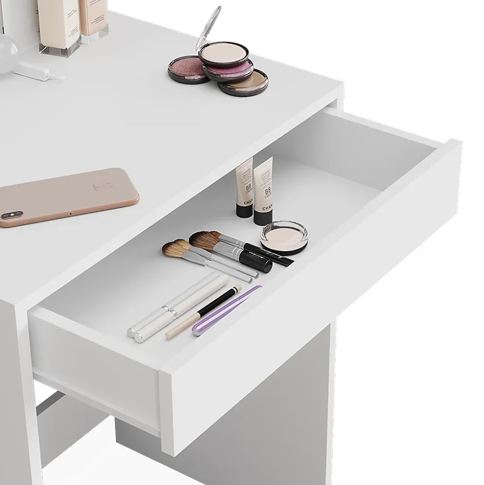 Vicco Coiffeuse Blanc 140cm avec armoires