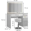 Vicco Coiffeuse Blanc 115cm avec miroir LED et tabouret