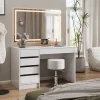 Vicco Coiffeuse Blanc 55cm avec éclairage LED