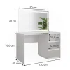 Vicco Coiffeuse Blanc Haute brillance 120cm avec miroir LED