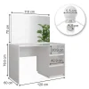 Vicco Coiffeuse Blanc Haute brillance 120cm avec miroir, guirlande lumineuse LED