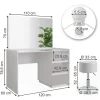 Vicco Coiffeuse Blanc Haute brillance 120cm avec miroir, tabouret, guirlande lumineuse LED