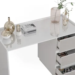 Vicco Coiffeuse Blanc Haute brillance 120cm avec 3 tiroirs