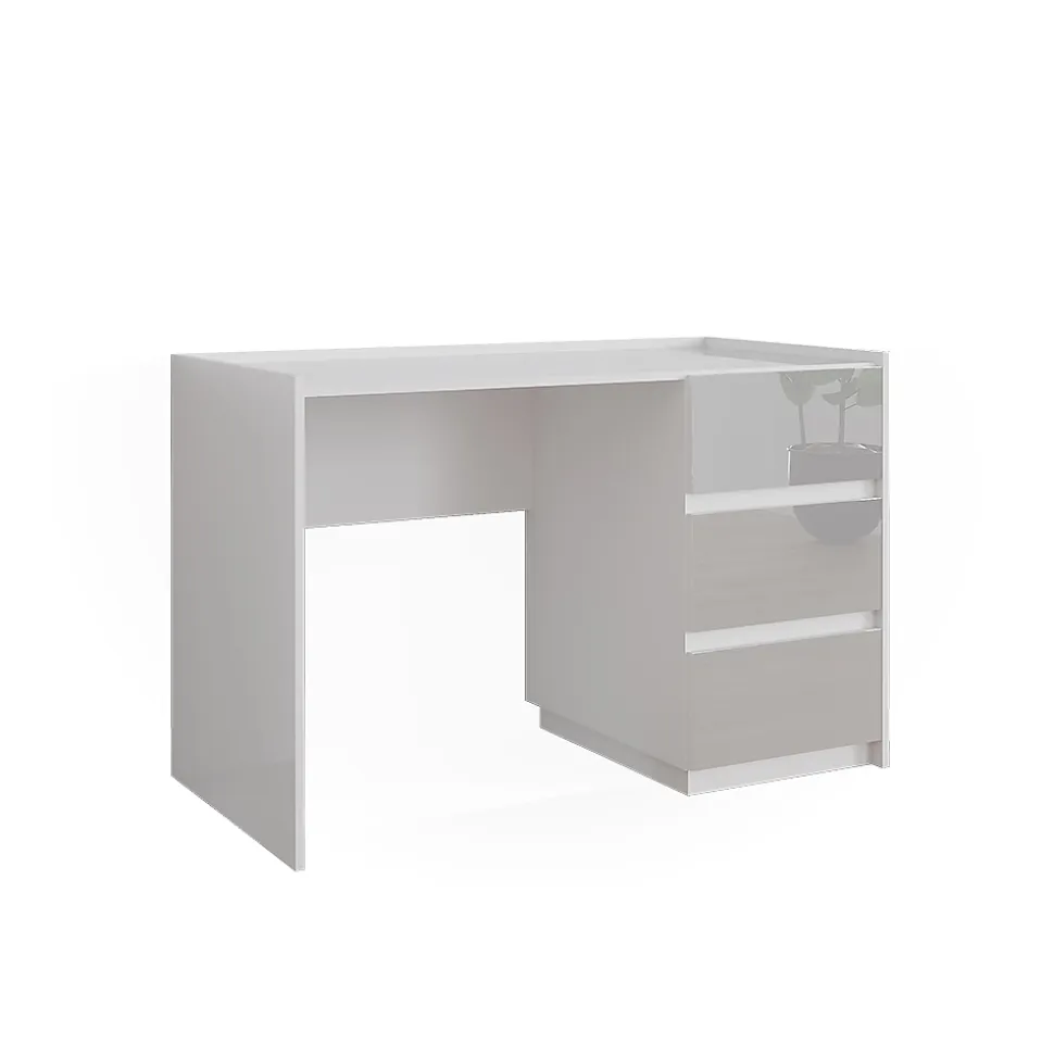 Vicco Coiffeuse Blanc Haute brillance 120cm avec 3 tiroirs