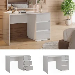 Vicco Coiffeuse Blanc Haute brillance 120cm avec 3 tiroirs