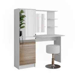 Vicco coiffeuse Blanc 123x141.2cm avec tabouret
