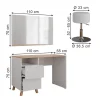 Vicco Coiffeuse Blanc/Artisan 110cm avec tabouret
