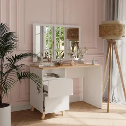 Vicco Coiffeuse Blanc/Artisan 110cm avec tiroirs