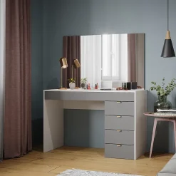 Vicco Coiffeuse Blanc/gris/gris 115cm avec miroir