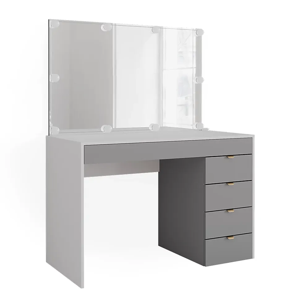 Vicco Coiffeuse Blanc/gris/gris 115cm avec éclairage LED