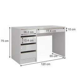 Vicco Coiffeuse Blanc/Or 120cm sans miroir