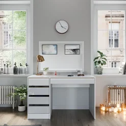 Vicco Coiffeuse Blanc/Or 120cm sans miroir