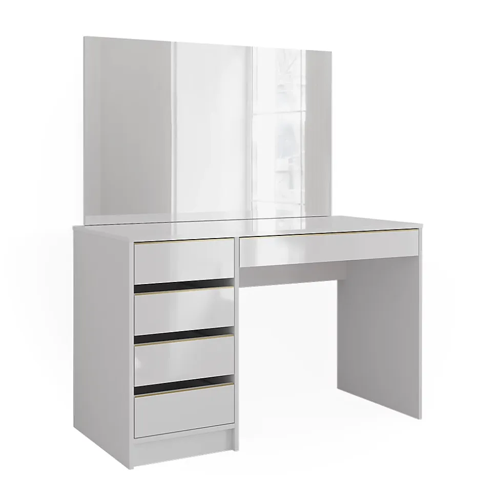 Vicco Coiffeuse Blanc/Or 55cm avec miroir