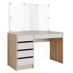 Vicco Coiffeuse Blanc/Sonoma 55cm avec éclairage LED