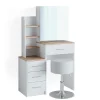 Vicco Coiffeuse Blanc/Sonoma 36cm avec tabouret