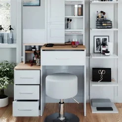 Vicco Coiffeuse Blanc/Sonoma 36cm avec tabouret