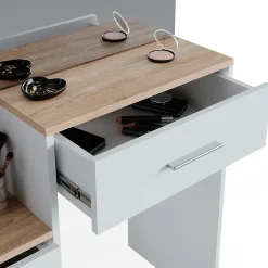 Vicco Coiffeuse Blanc/Sonoma 36cm avec tabouret