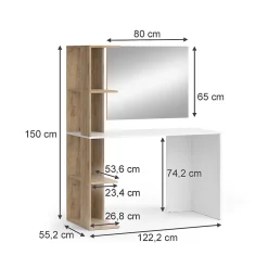 Vicco Coiffeuse Blanc/Sonoma 122.2cm avec miroir