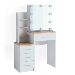 Vicco Coiffeuse Blanc/Sonoma 80cm avec éclairage LED