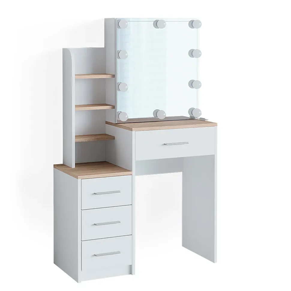 Vicco Coiffeuse Blanc/Sonoma 80cm avec éclairage LED