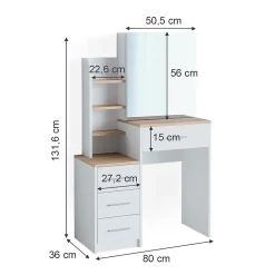 Vicco Coiffeuse Blanc/Sonoma 80cm