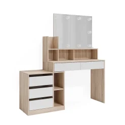 Vicco Coiffeuse Blanc/Sonoma 139.8cm avec éclairage LED